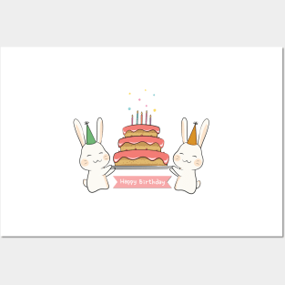 Birthday Cake Bunny Posters and Art